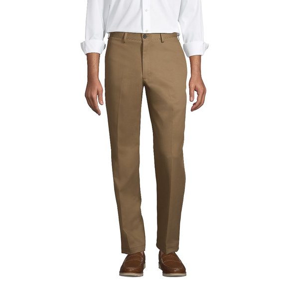 NWT LANDS' END MEN'S TAILORED FIT NO IRON CHINO PANTS CHESTNUT 34X31 - Picture 1 of 7